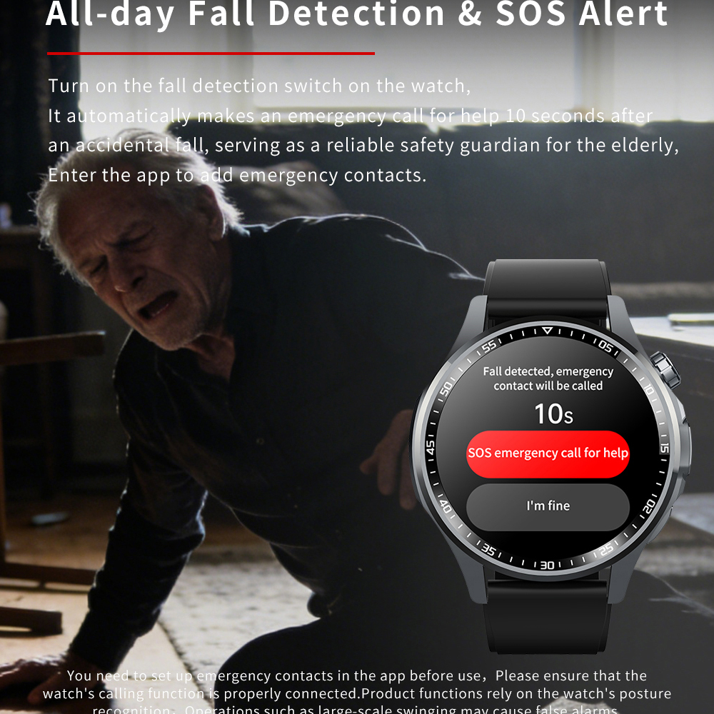 SOS Alert Heart Rate Fitness S - Fall Detection Watch บทวิจารณ์และราคา